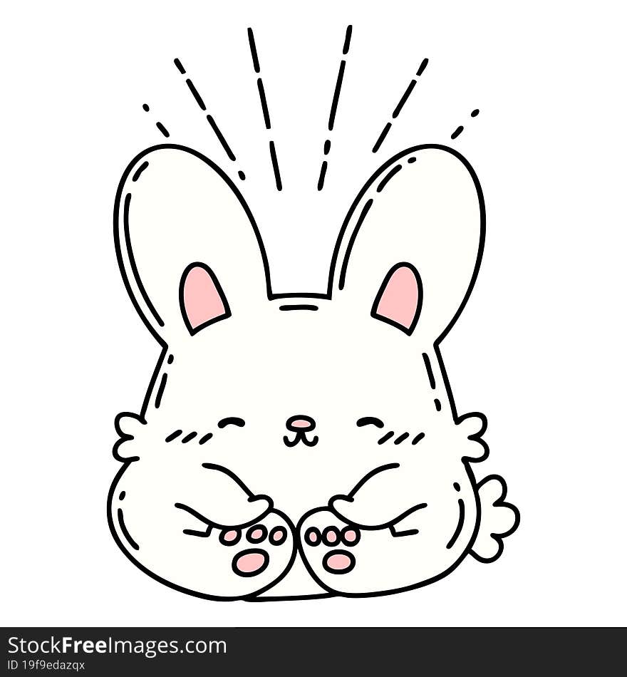 traditional tattoo style happy rabbit