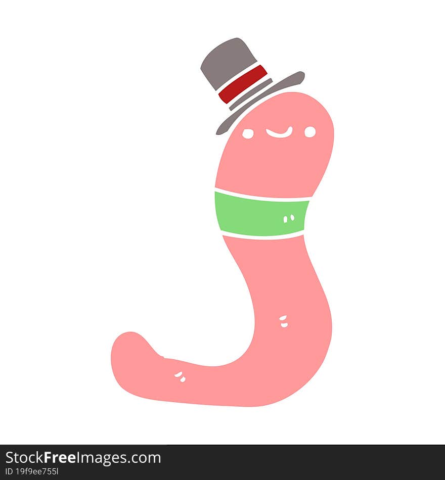 cute flat color style cartoon worm