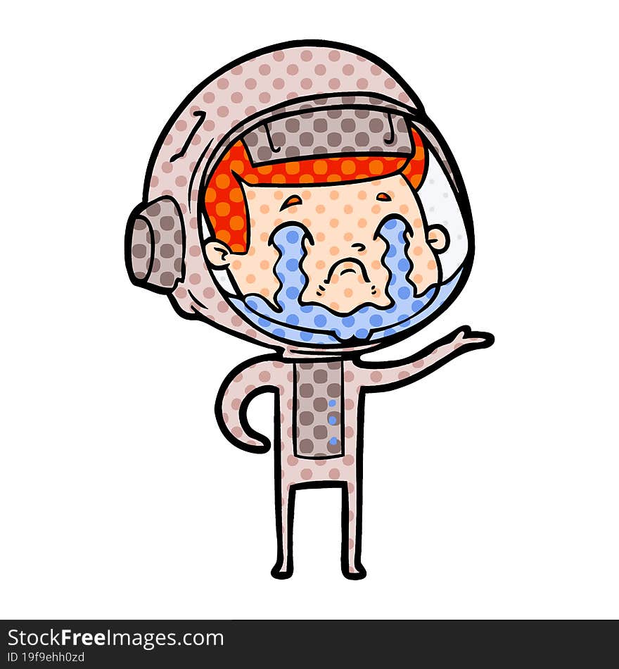 cartoon crying astronaut. cartoon crying astronaut