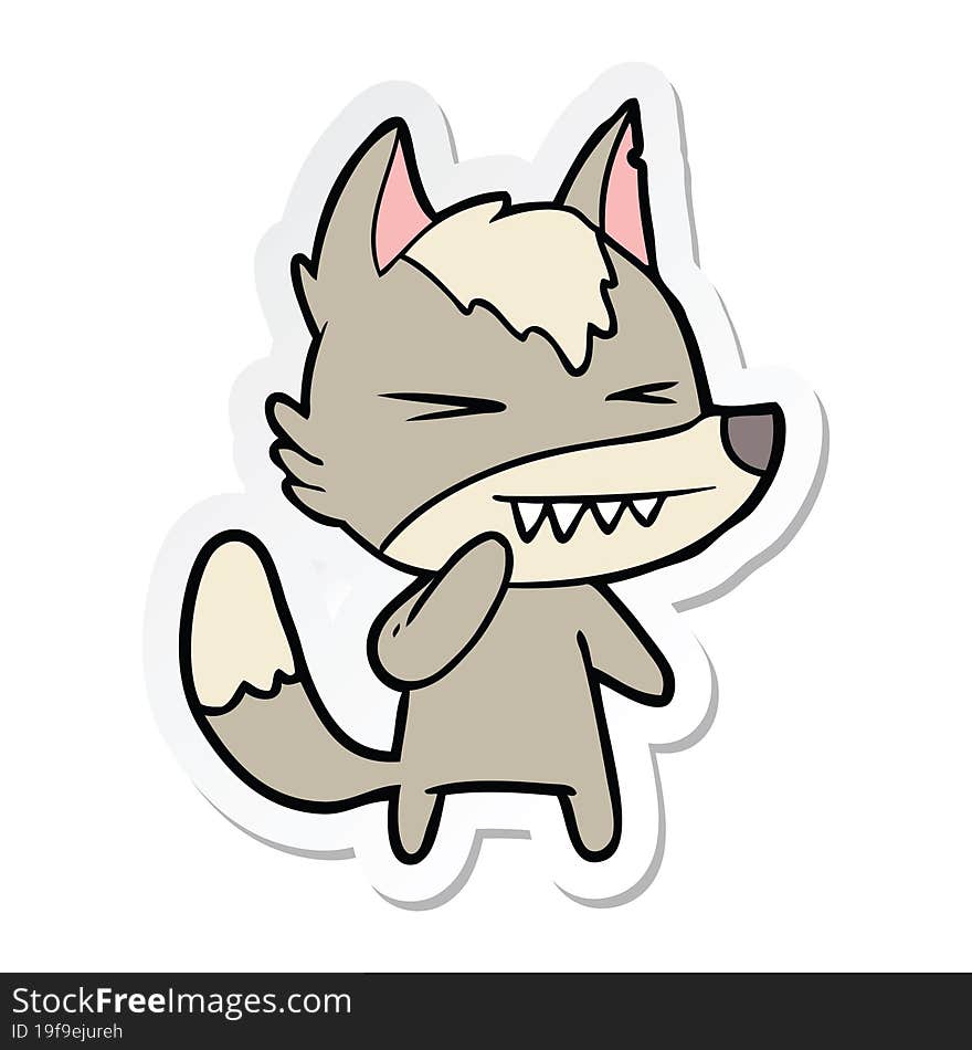 Sticker Of A Angry Wolf Cartoon