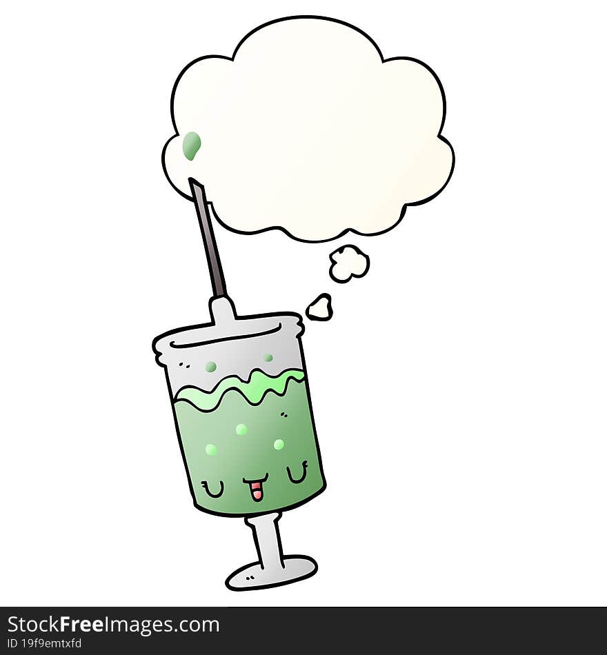 cartoon syringe with thought bubble in smooth gradient style