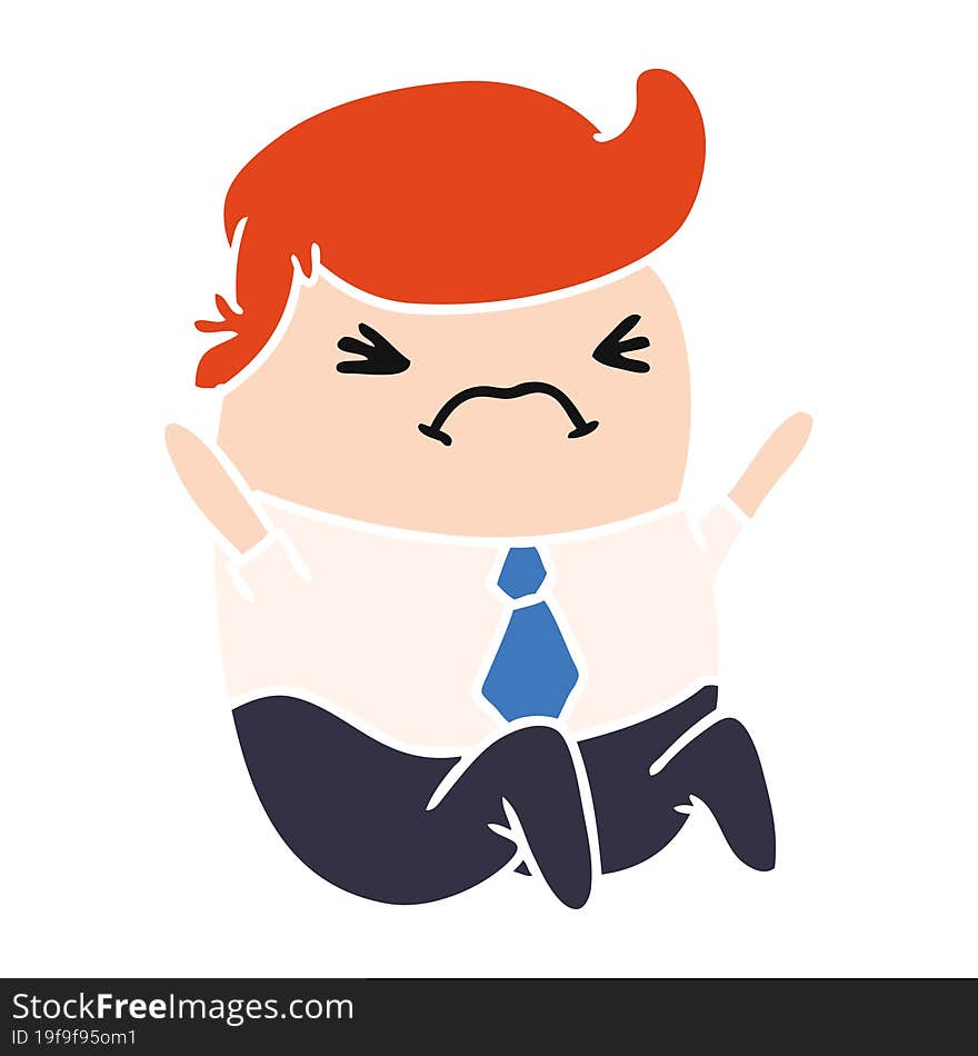 cartoon of an angry kawaii business man