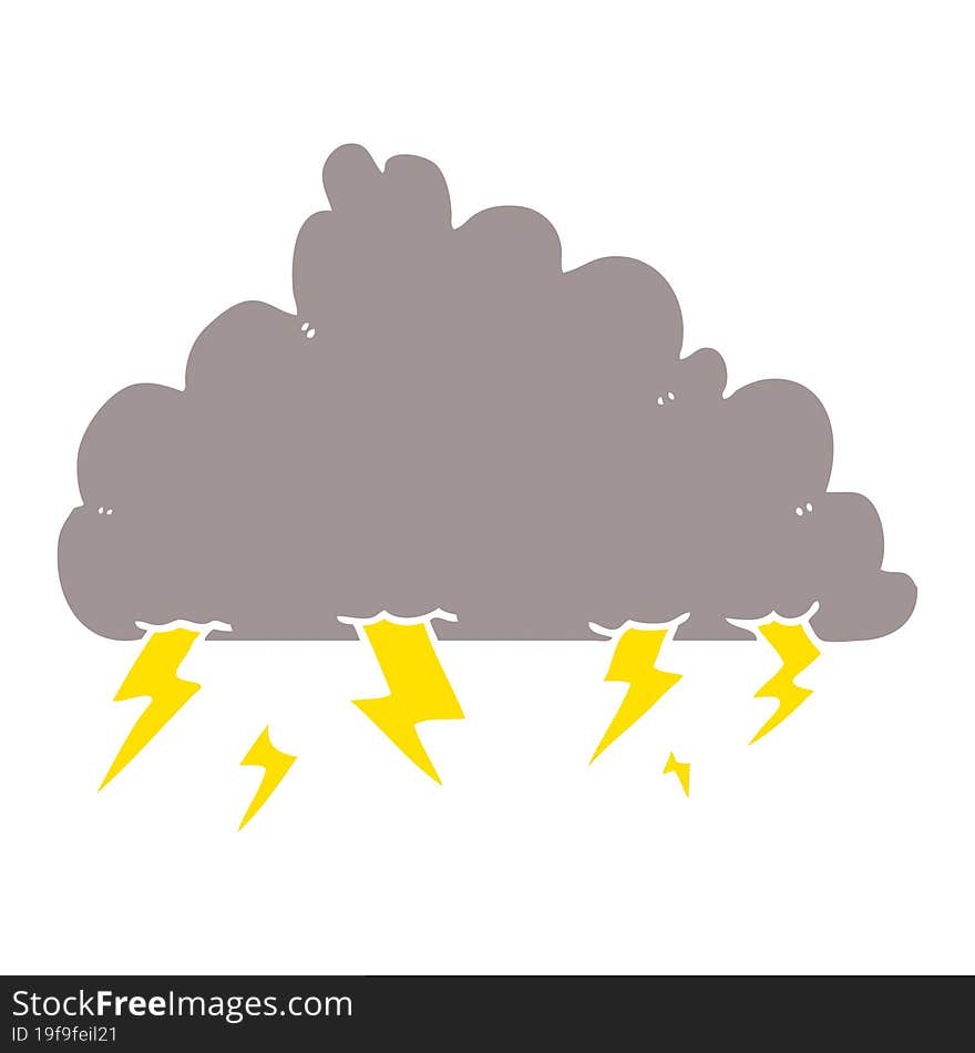 Flat Color Style Cartoon Thundercloud