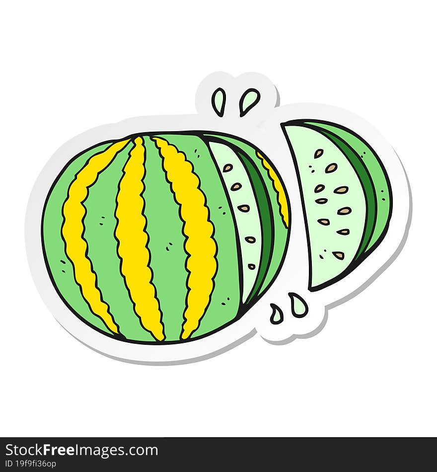 Sticker Of A Cartoon Watermelon