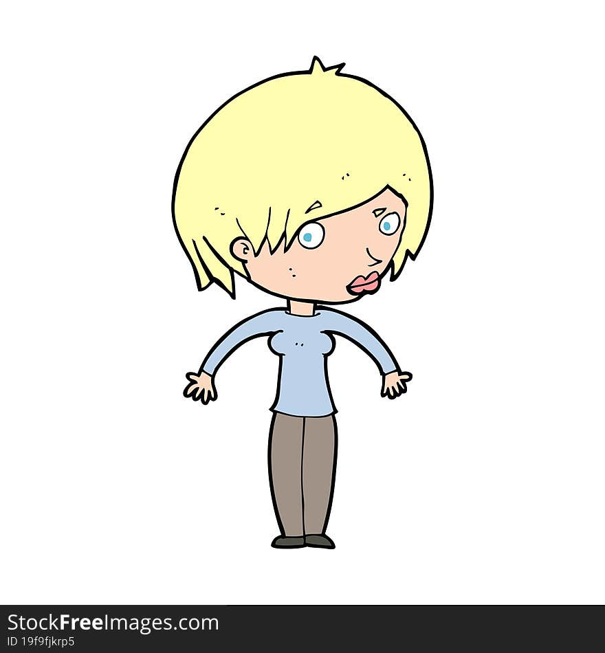 cartoon woman shrugging