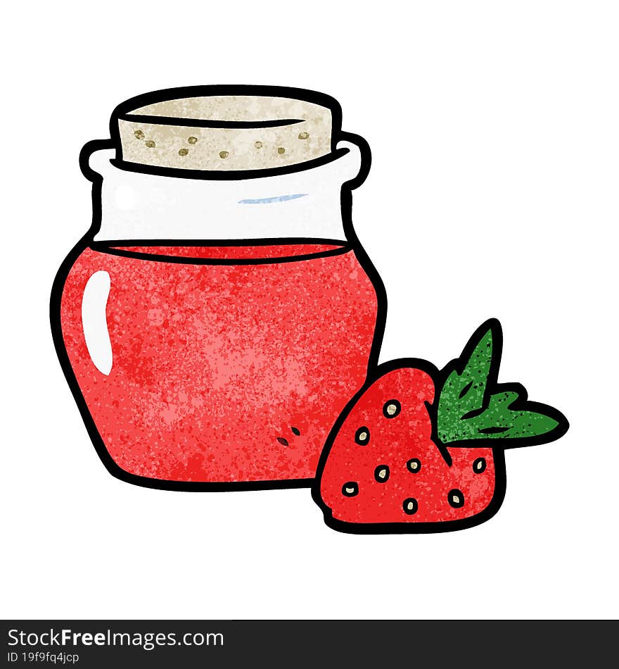 cartoon jar of strawberry jam. cartoon jar of strawberry jam