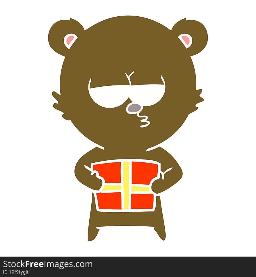 christmas bear flat color style cartoon