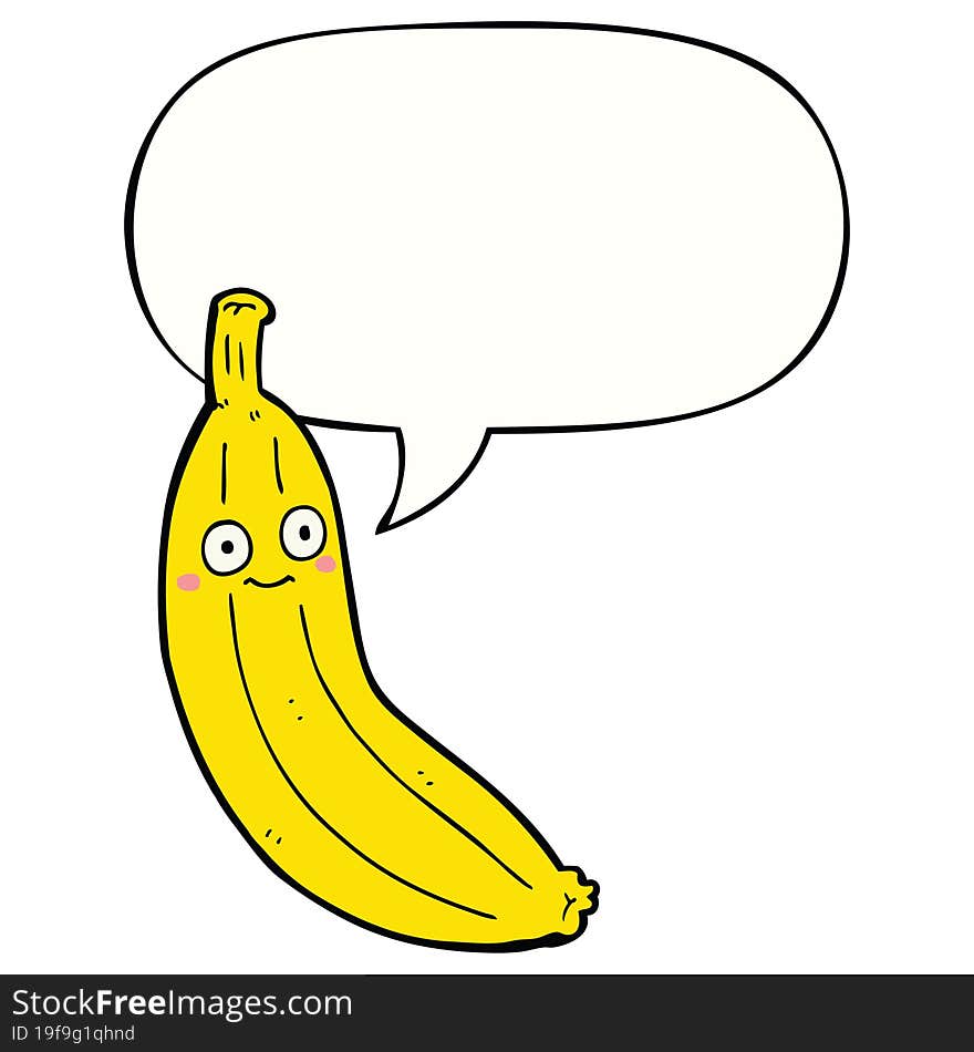 cartoon banana with speech bubble. cartoon banana with speech bubble