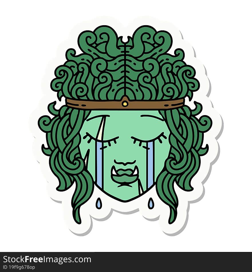 sad orc barbarian character face sticker