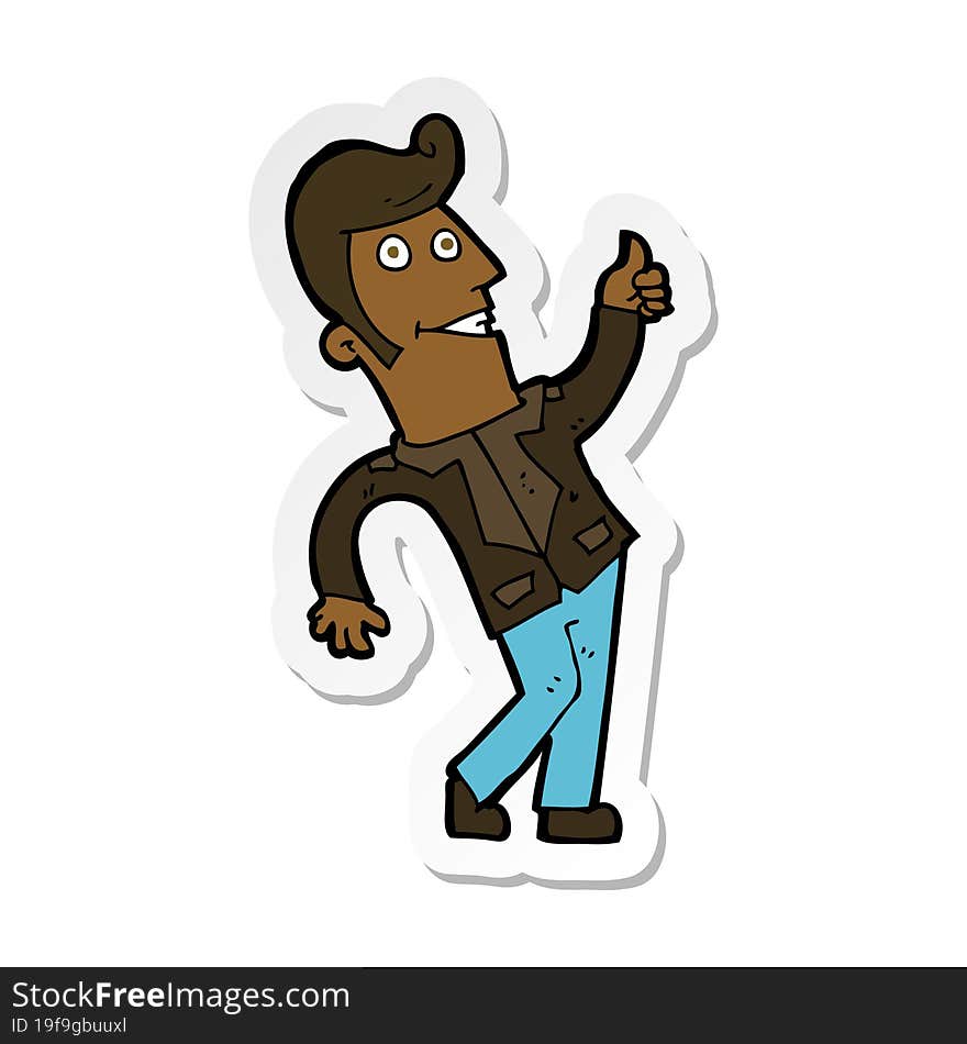 sticker of a cartoon man giving thumbs up sign