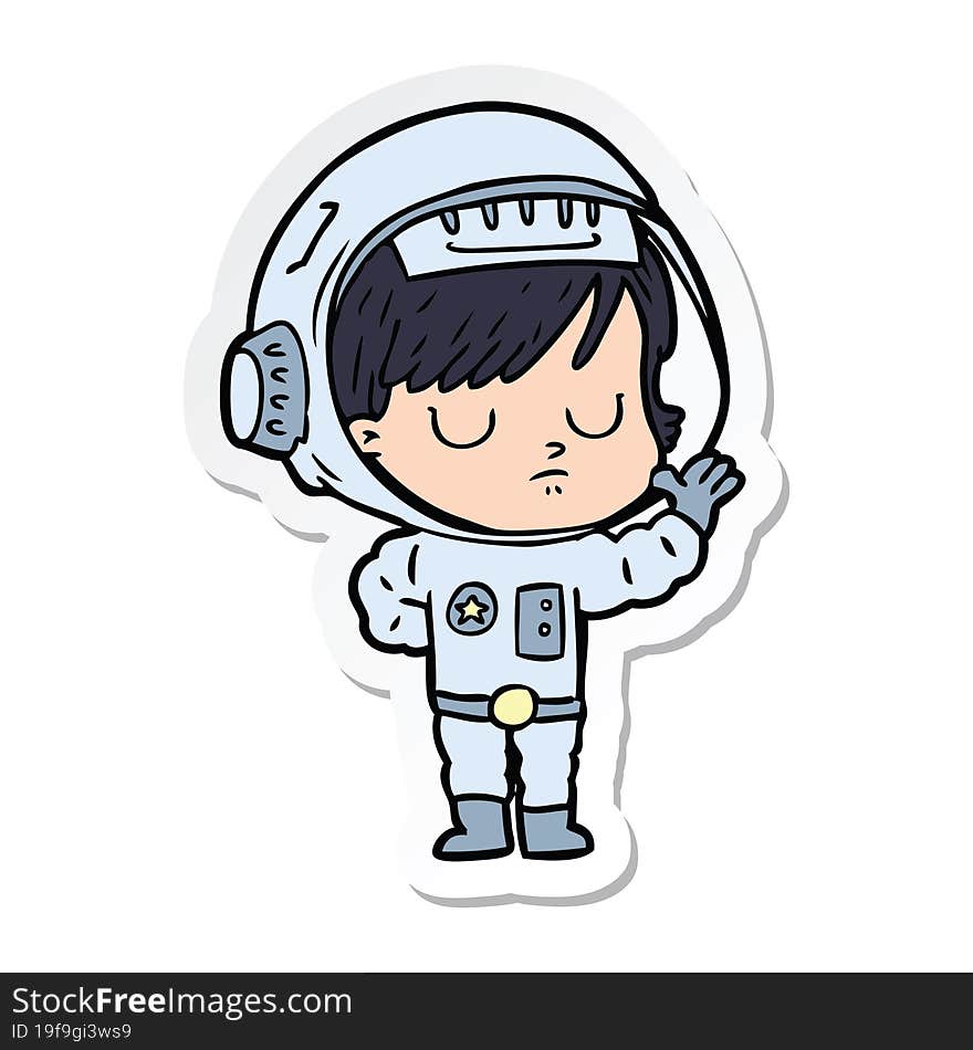 sticker of a cartoon astronaut woman