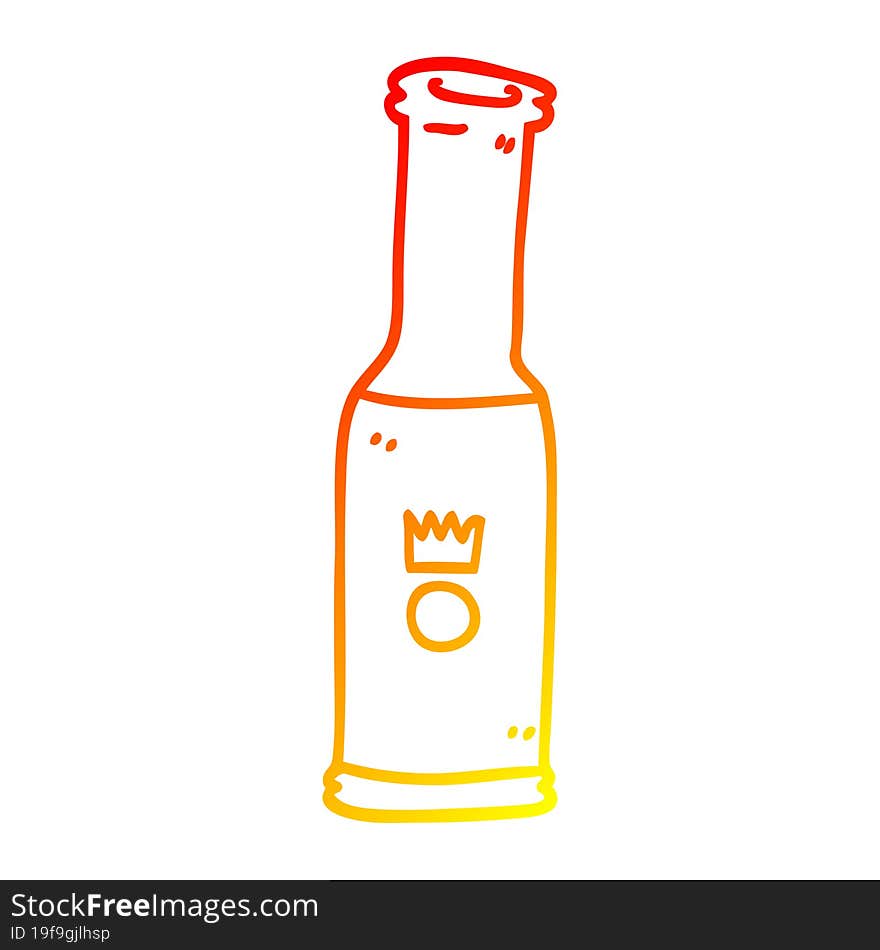 Warm Gradient Line Drawing Cartoon Beer Bottle