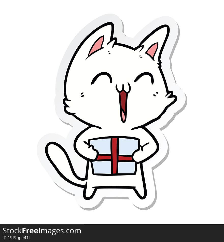 sticker of a happy cartoon cat