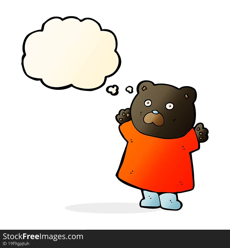 funny cartoon black bear with thought bubble