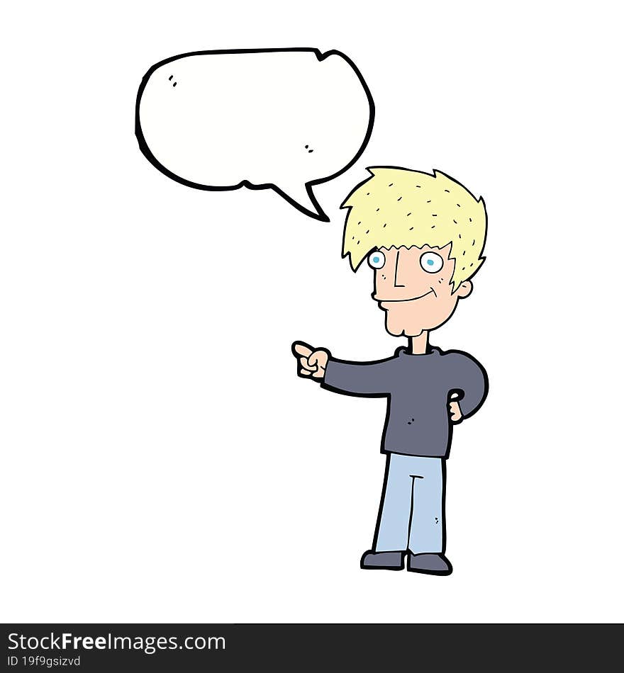 cartoon man pointing with speech bubble