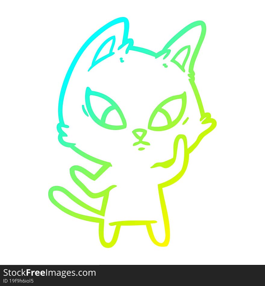 cold gradient line drawing confused cartoon cat