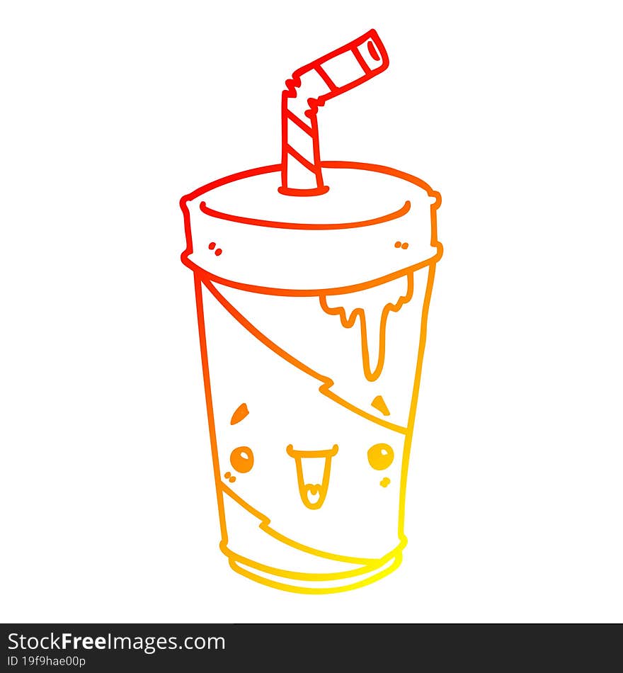 warm gradient line drawing cartoon soda cup