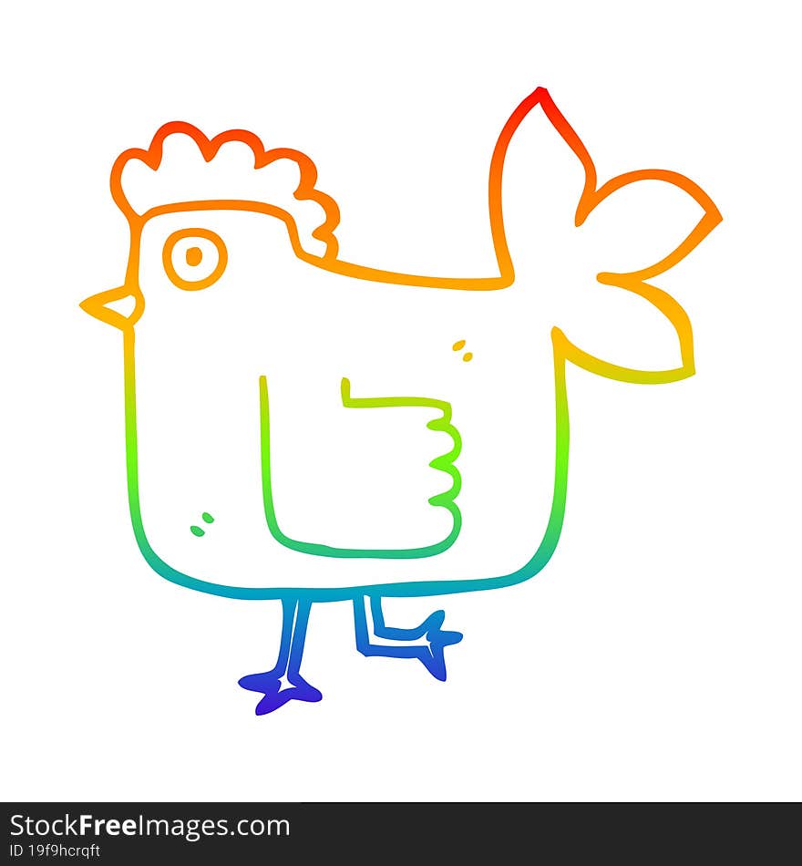 rainbow gradient line drawing cartoon chicken