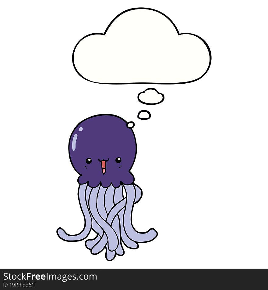 cartoon jellyfish and thought bubble