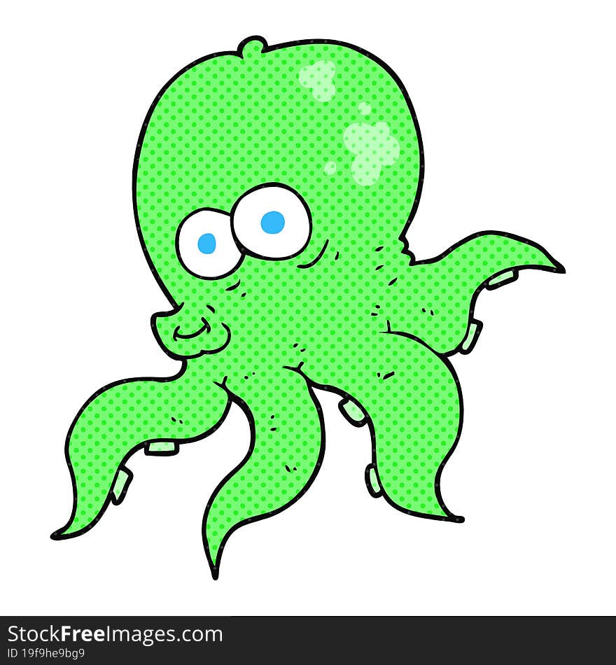 freehand drawn cartoon octopus