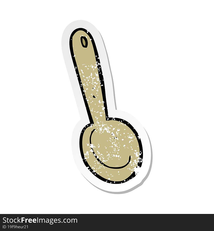 Retro Distressed Sticker Of A Cartoon Spoon