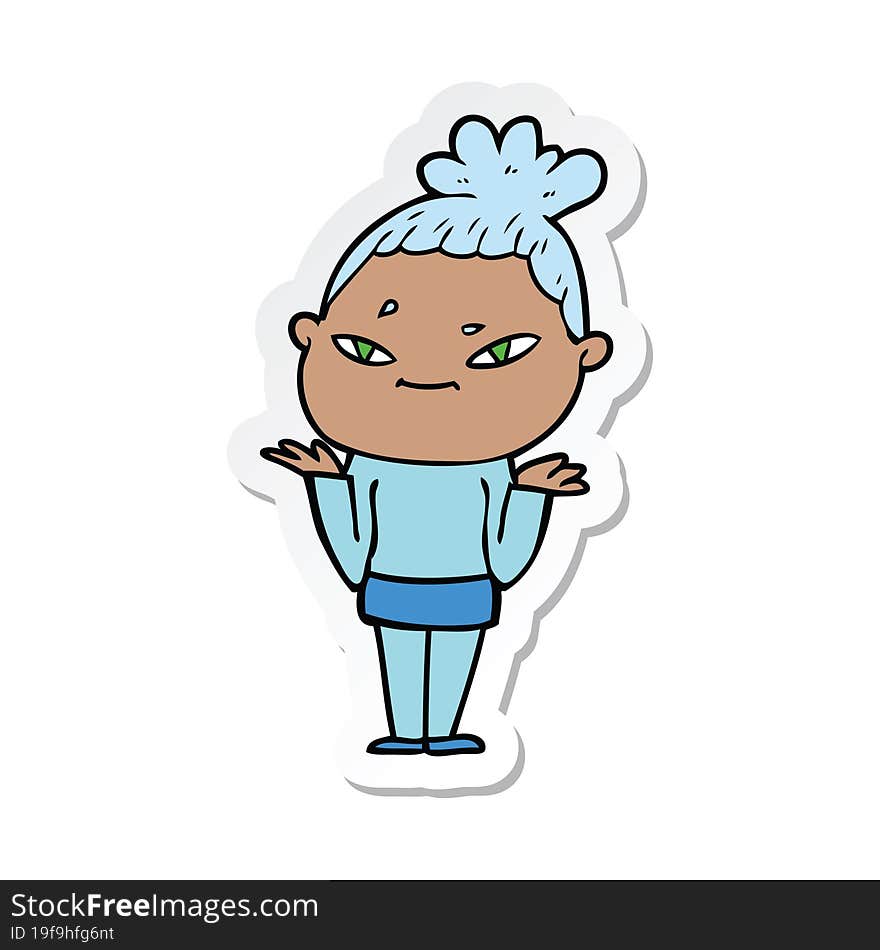 sticker of a cartoon woman