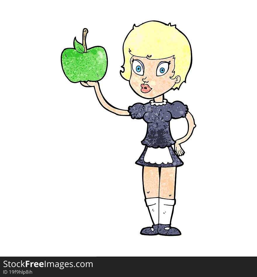 Cartoon Waitress With Healthy Food