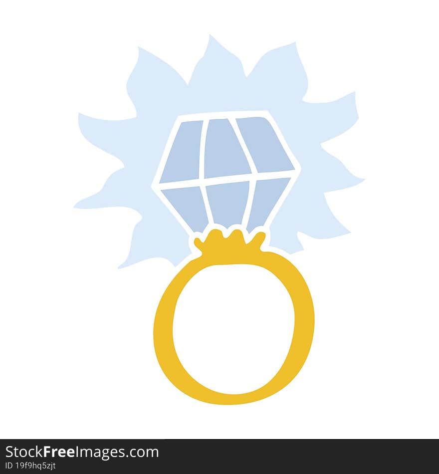 Flat Color Illustration Cartoon Diamond Ring