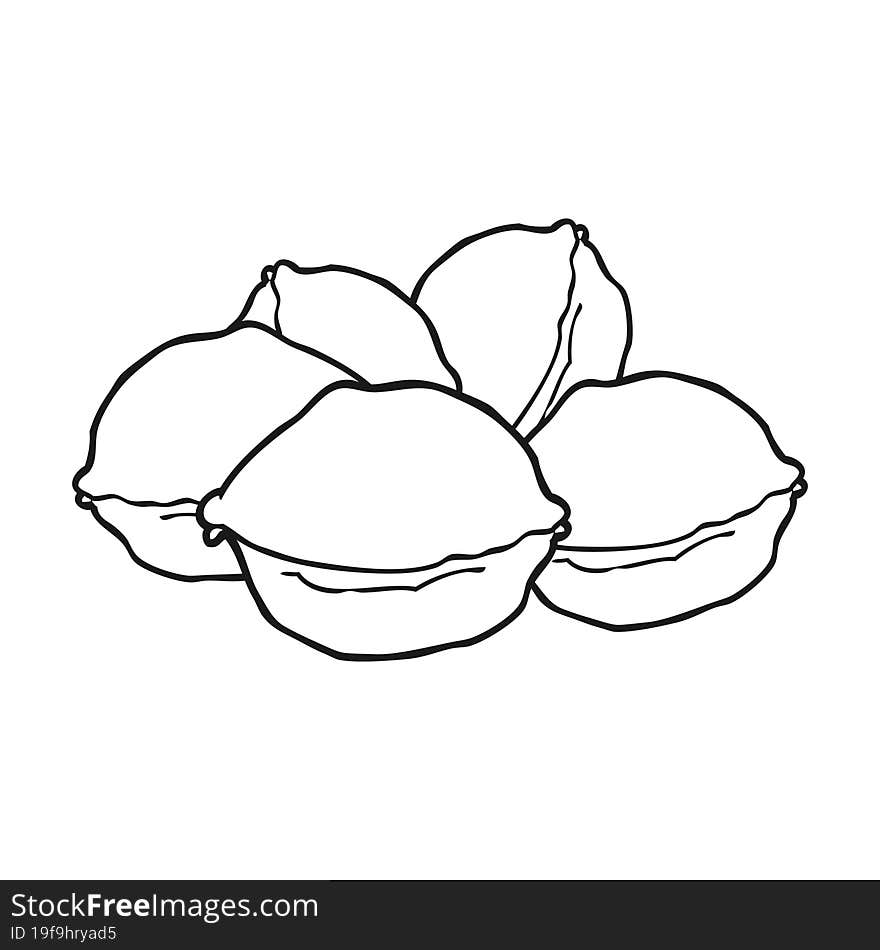 Black And White Cartoon Walnuts