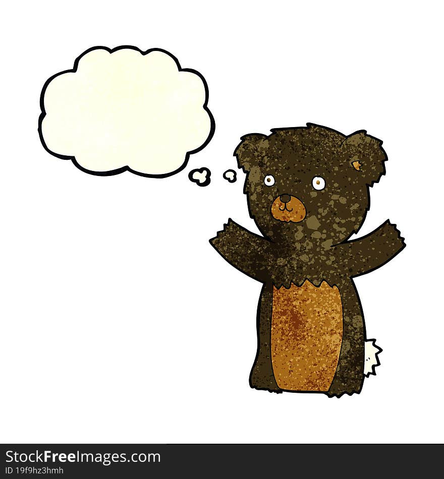 Cute Cartoon Black Bear With Thought Bubble