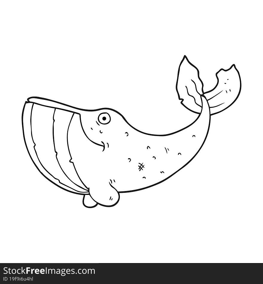 black and white cartoon whale