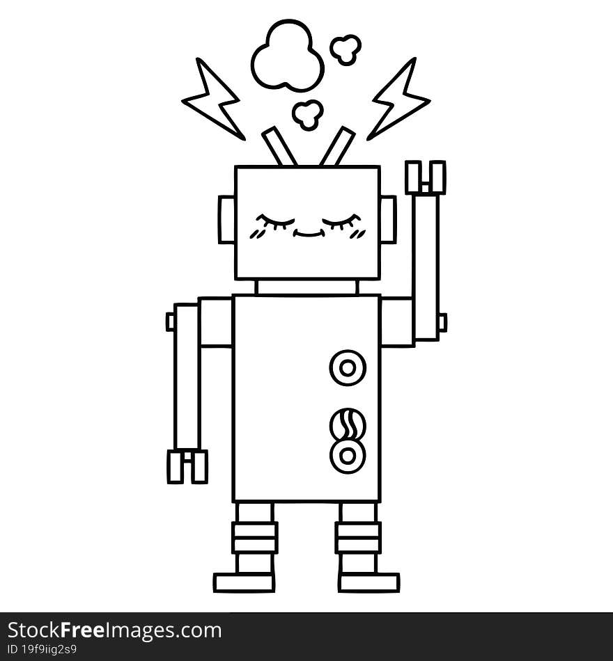 line drawing cartoon dancing robot