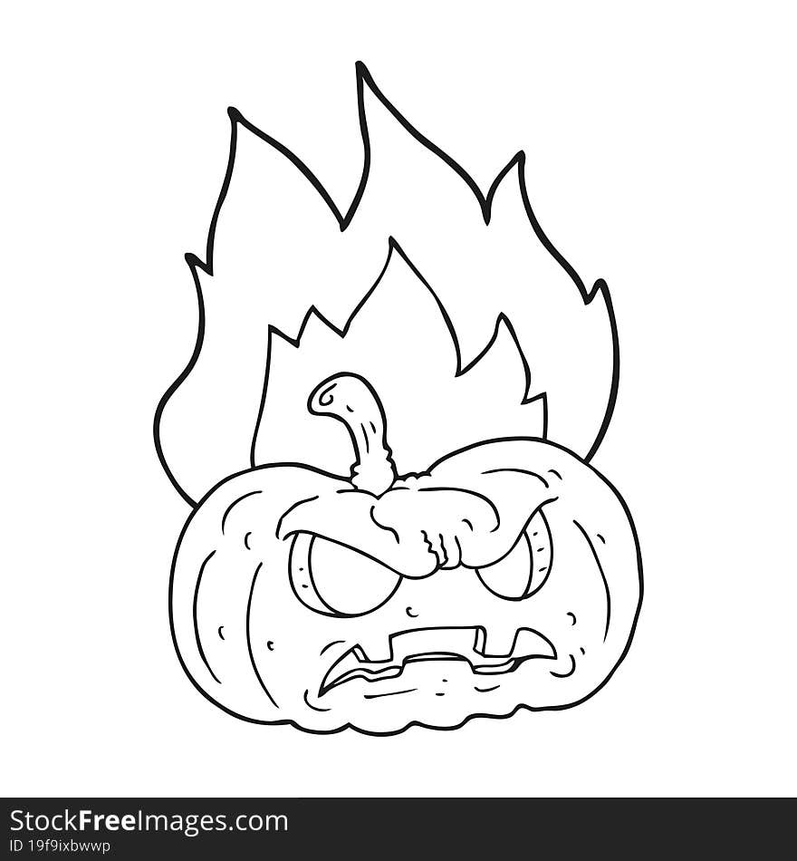 black and white cartoon halloween pumpkin