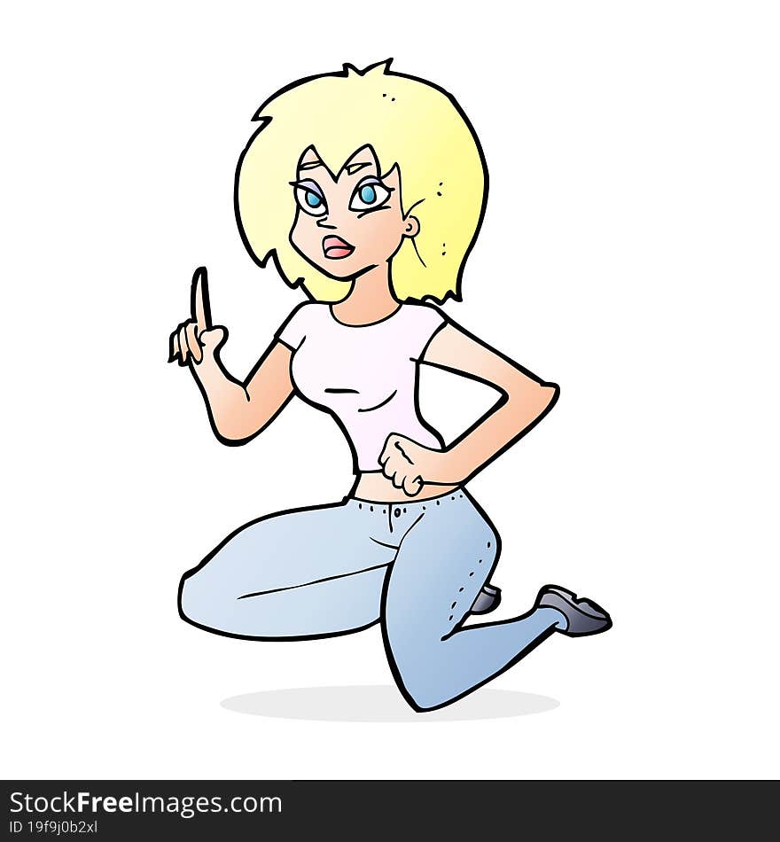 Cartoon Sitting Woman With Idea