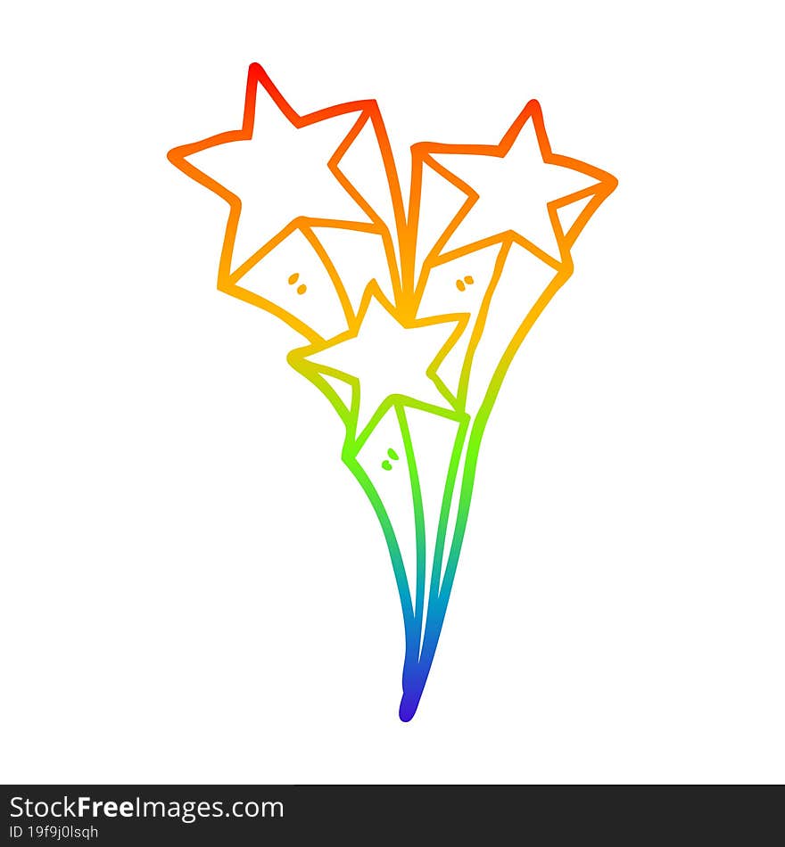 rainbow gradient line drawing cartoon shooting stars