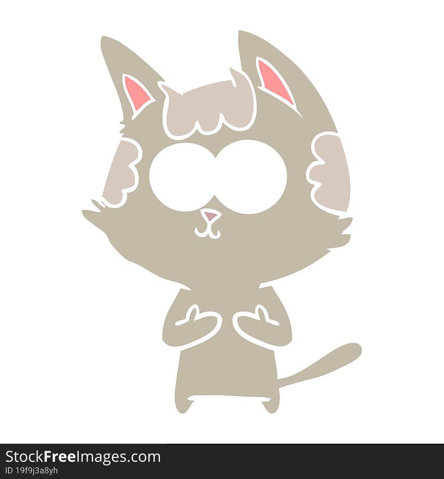 happy flat color style cartoon cat