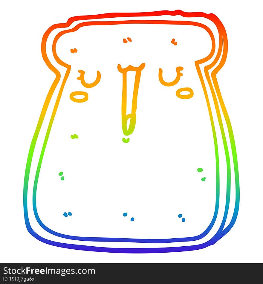 Rainbow Gradient Line Drawing Cartoon Toast