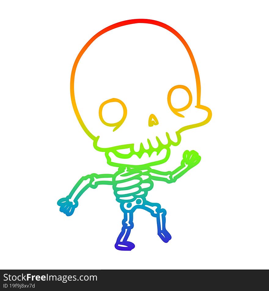 rainbow gradient line drawing cute dancing skeleton