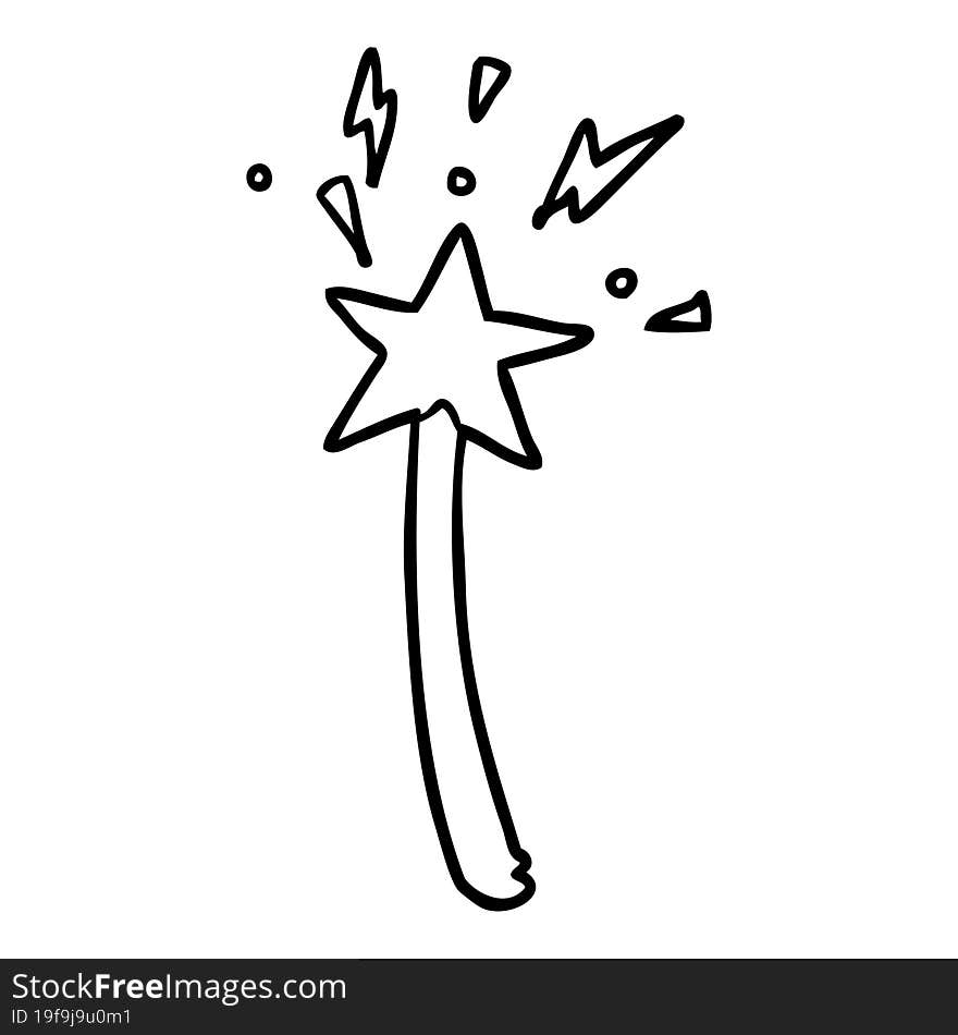 line drawing of a magic star wand. line drawing of a magic star wand