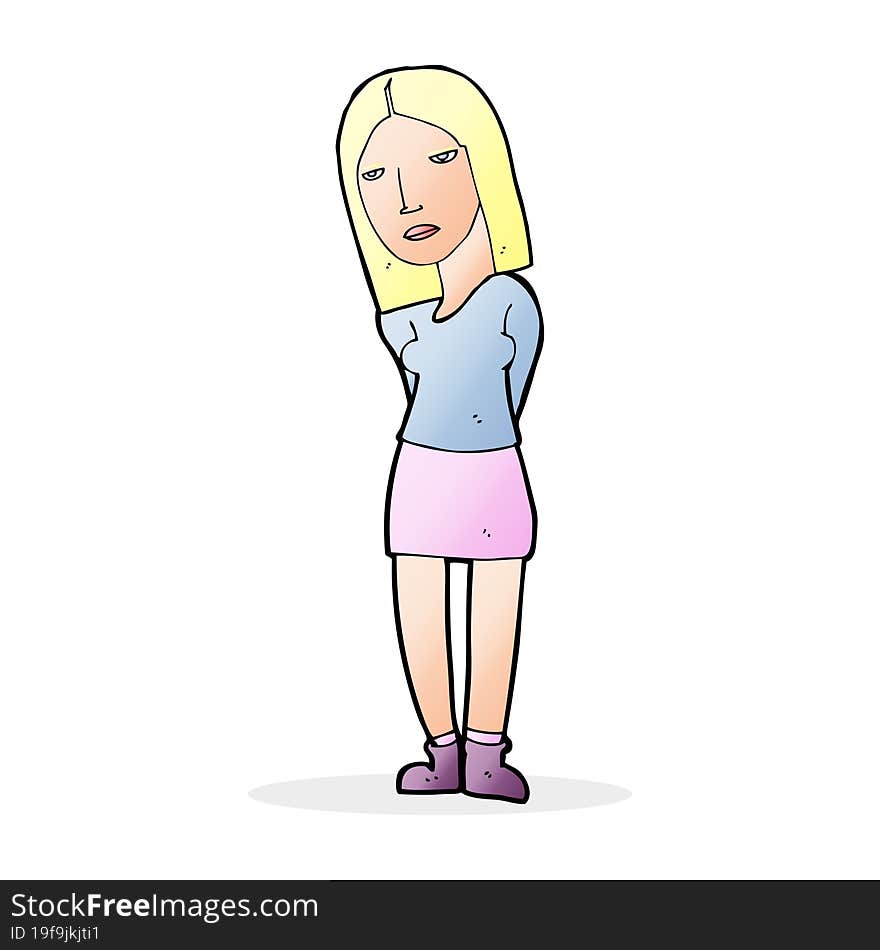 cartoon woman waiting