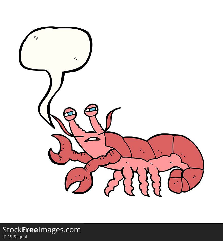 freehand drawn speech bubble cartoon lobster