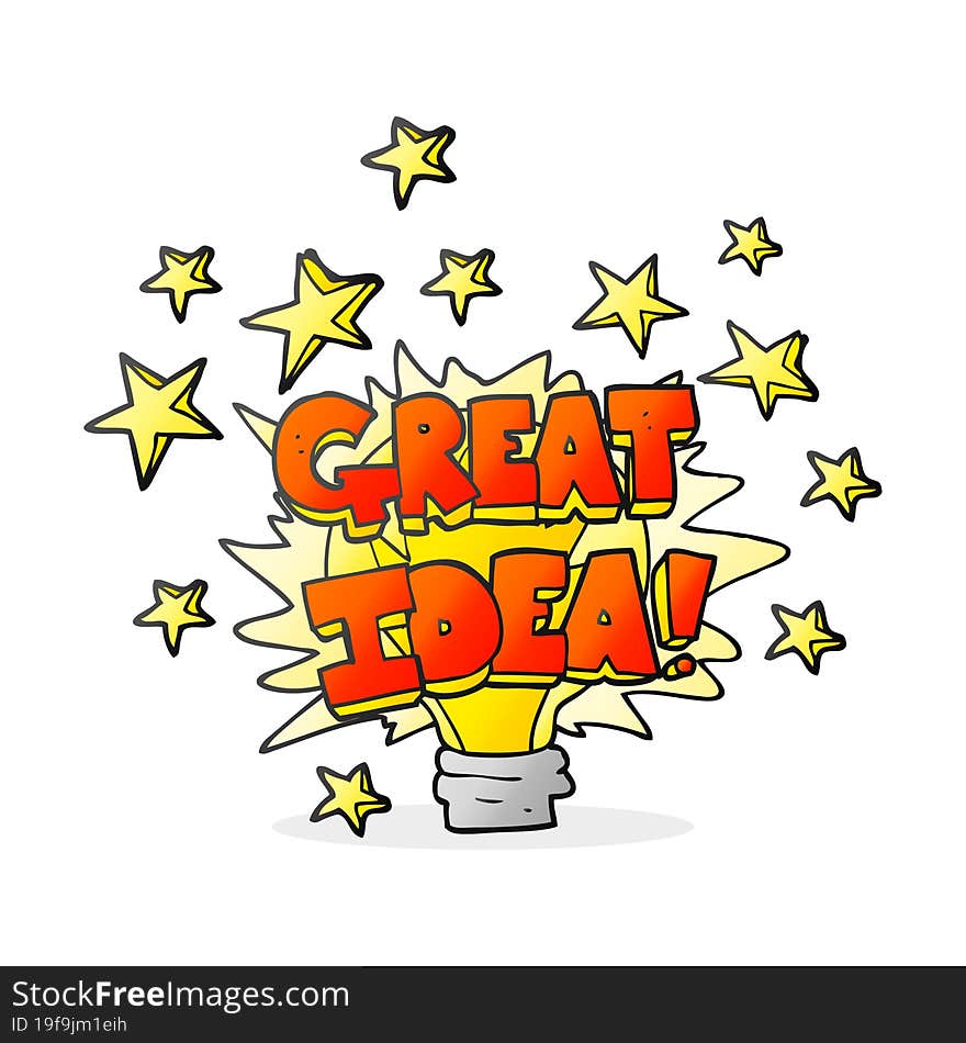 cartoon great idea light bulb symbol