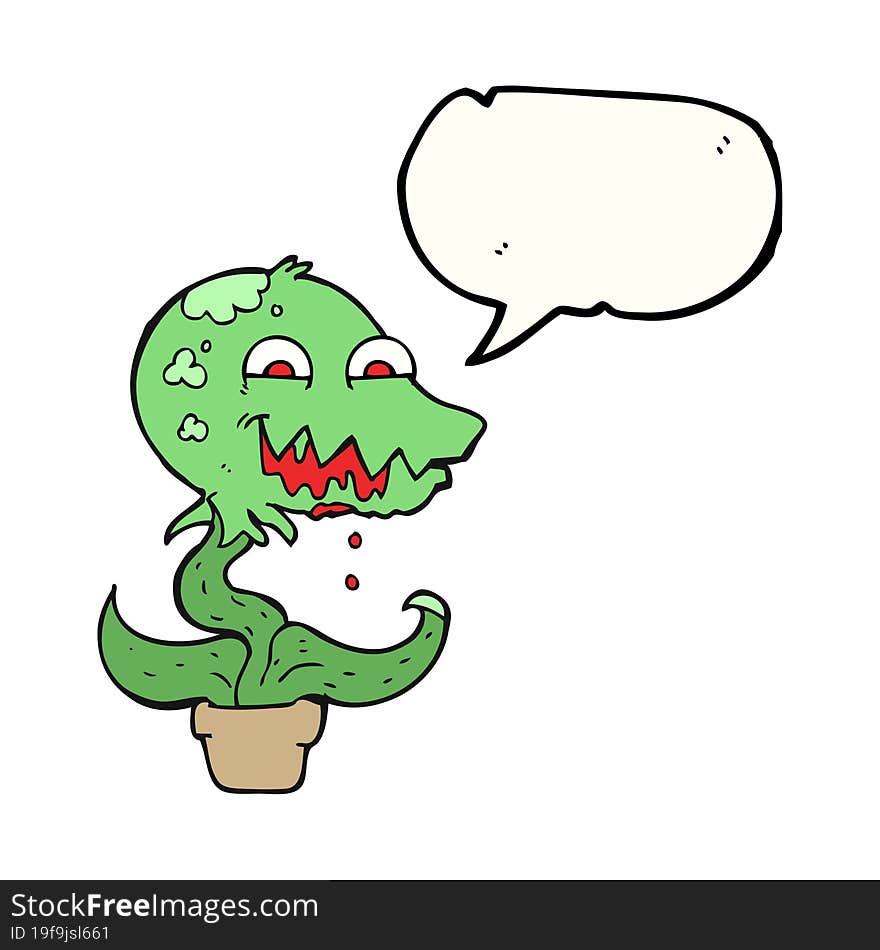 freehand drawn speech bubble cartoon monster plant