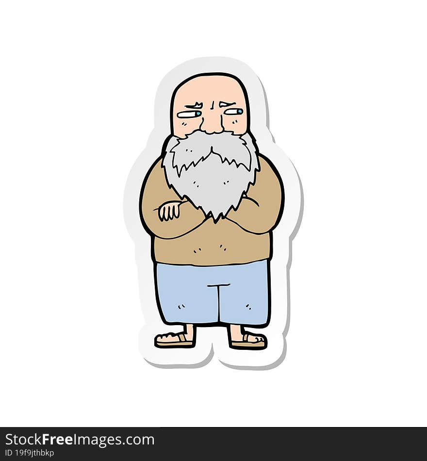 Sticker Of A Cartoon Old Man