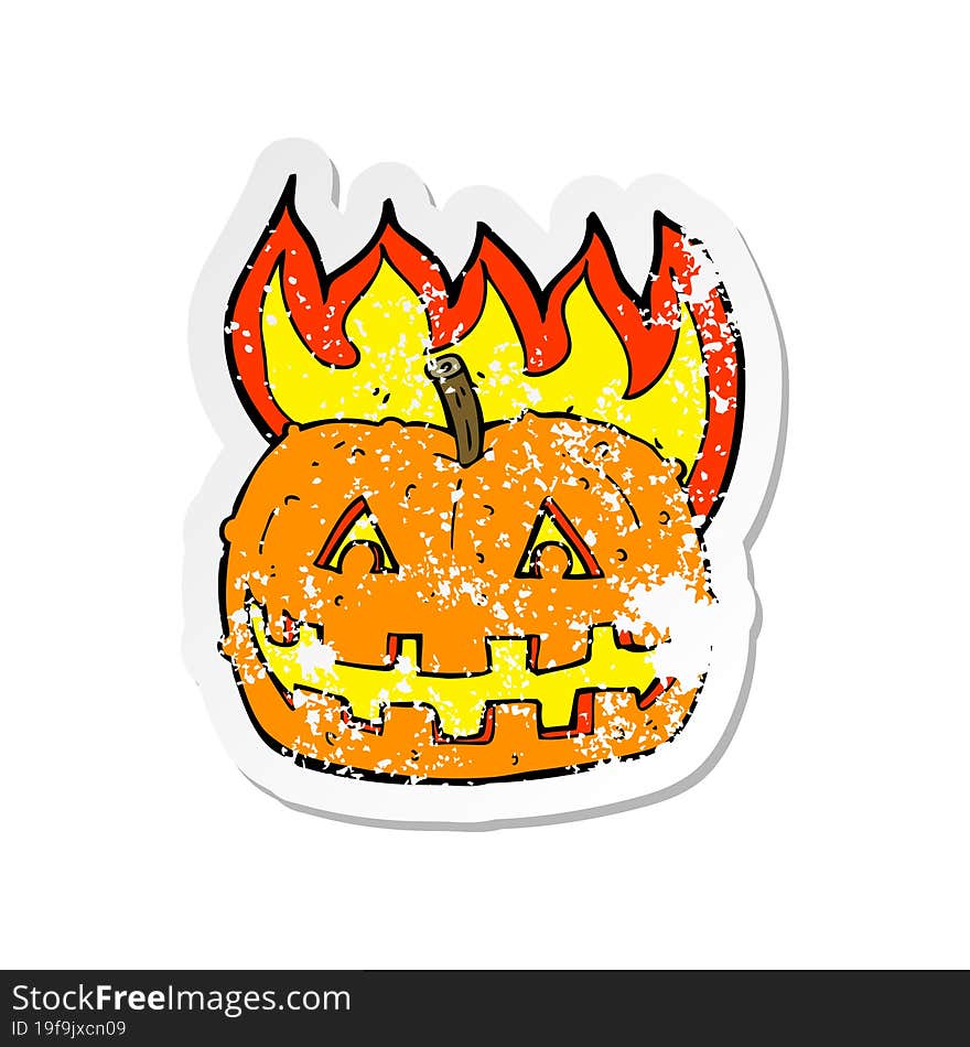 retro distressed sticker of a cartoon pumpkin