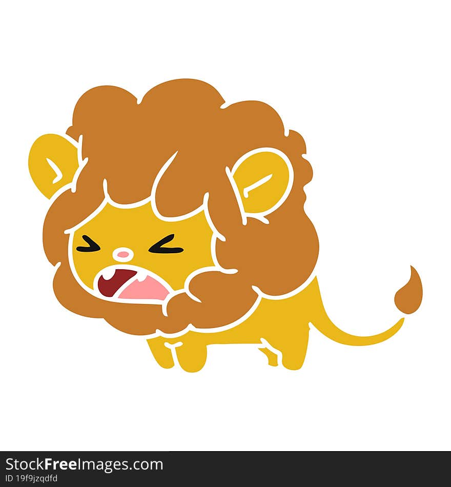 cartoon of cute kawaii roaring lion