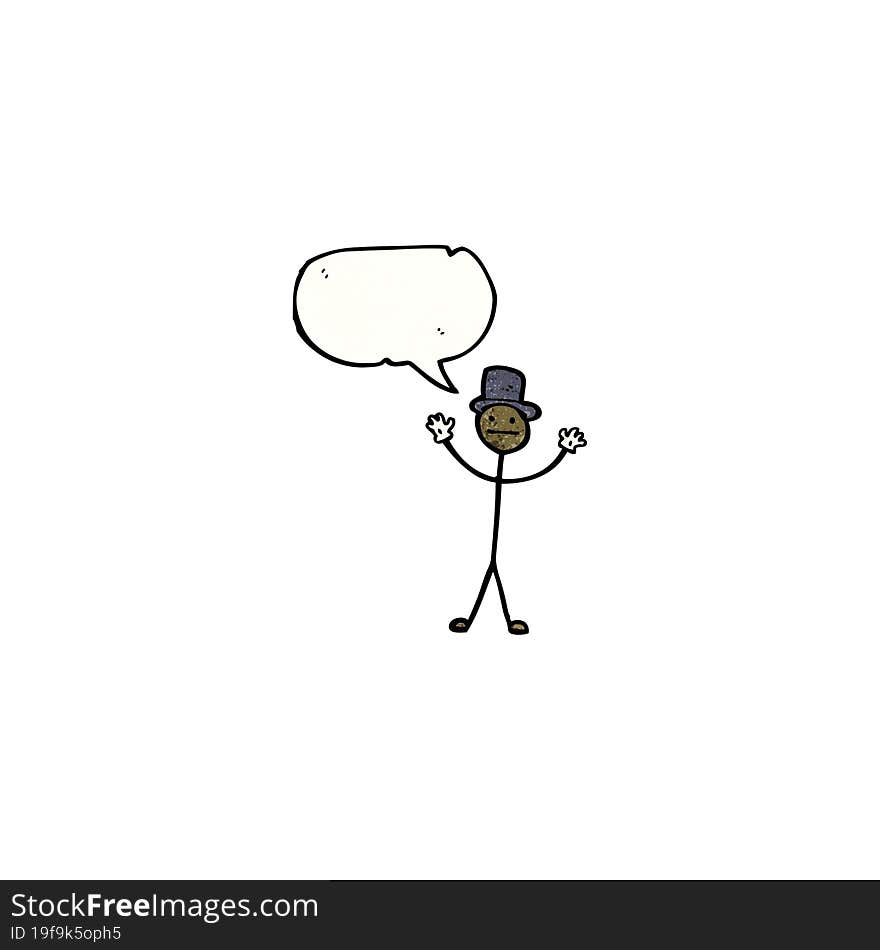 cartoon stick man with speech bubble