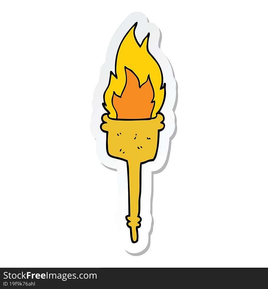 sticker of a cartoon flaming torch