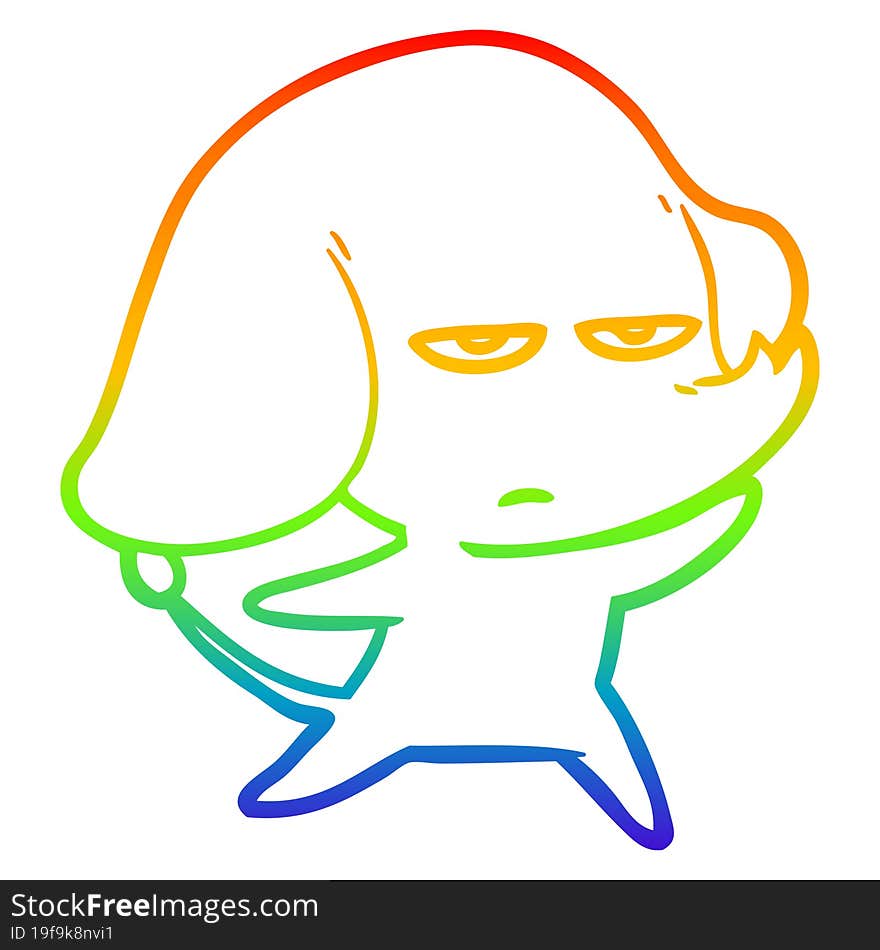 rainbow gradient line drawing annoyed cartoon elephant