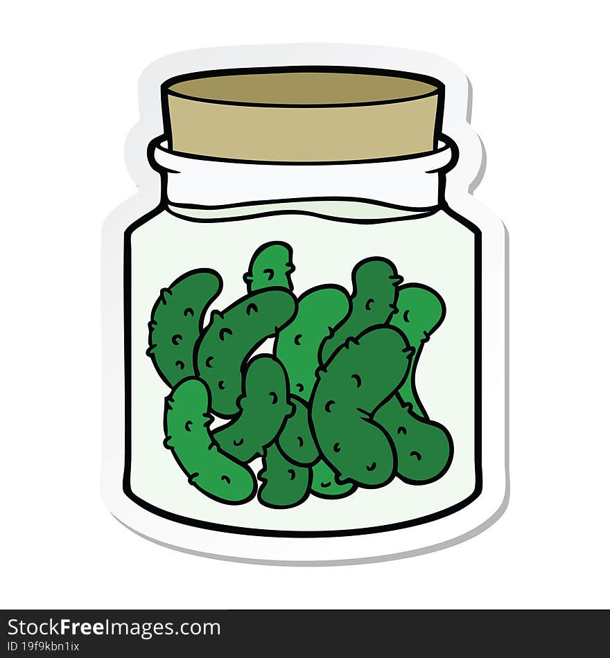 sticker of a cartoon pickled gherkins